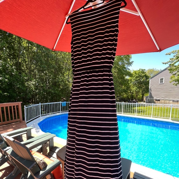 **With BONUS**Talbots Blue/White Striped Sleeveless Maxi Dress MP! Gently used! - Picture 2 of 16